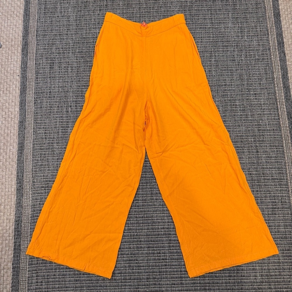 Wide Leg Women's Pants in Bright Orange